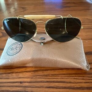 Ray-Ban Gold Aviator Sunglasses with Black Lenses